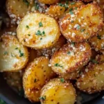 Crispy Parmesan baby potatoes baked to perfection with a golden crust