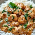 Delicious basil chicken cooked in coconut curry sauce served in a bowl