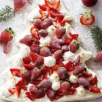Elegant Pavlova Tree decorated with strawberries and passionfruit for a stunning dessert