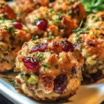 Delicious Festive Cranberry Turkey Stuffing Balls on a festive table