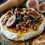 Fig and Pecan Baked Brie topped with nuts and figs