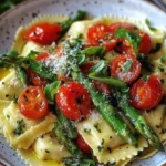 Fresh veggie herbed ravioli showcasing vibrant vegetables and herbs