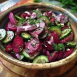 Garden fresh cucumber and beetroot salad with herbs for a nutritious meal.
