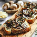 Delicious Garlic Swiss Mushrooms served on crispy toast