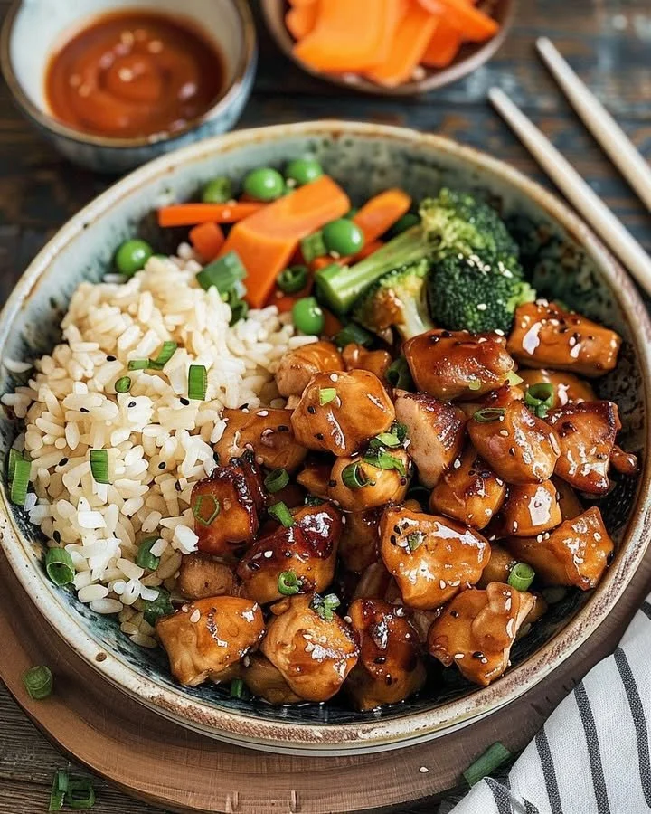 Delicious Hibachi Chicken grilled to perfection with vegetables and sauce.