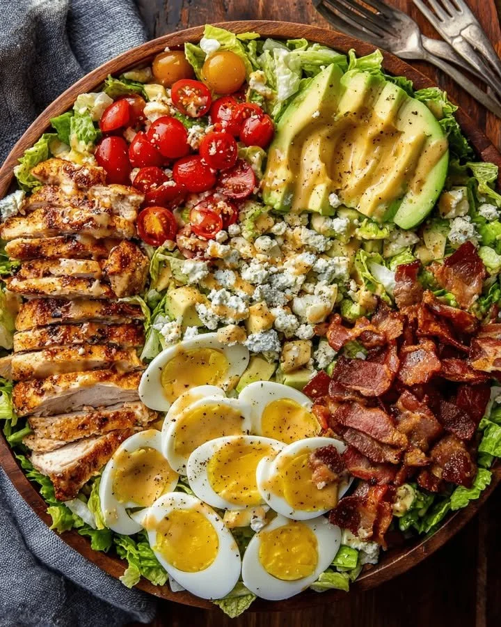 Honey Mustard Chicken Cobb Salad with fresh ingredients and vibrant colors