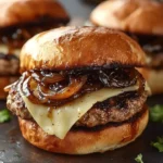 Juicy turkey burgers with balsamic caramelized onions and provolone cheese