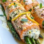 Lemon Basil Salmon Rolls served on a plate with fresh herbs