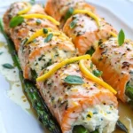 Delicious Lemon Basil Salmon Rolls on a platter