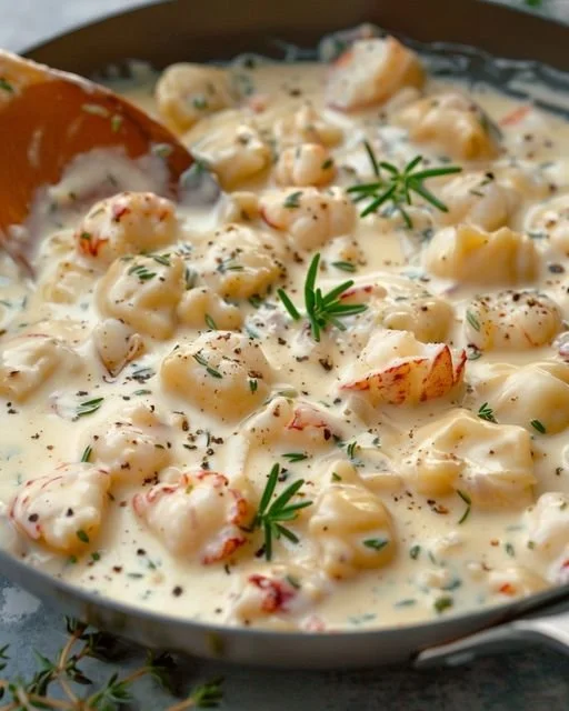 Delicious lobster ravioli served with a creamy sauce