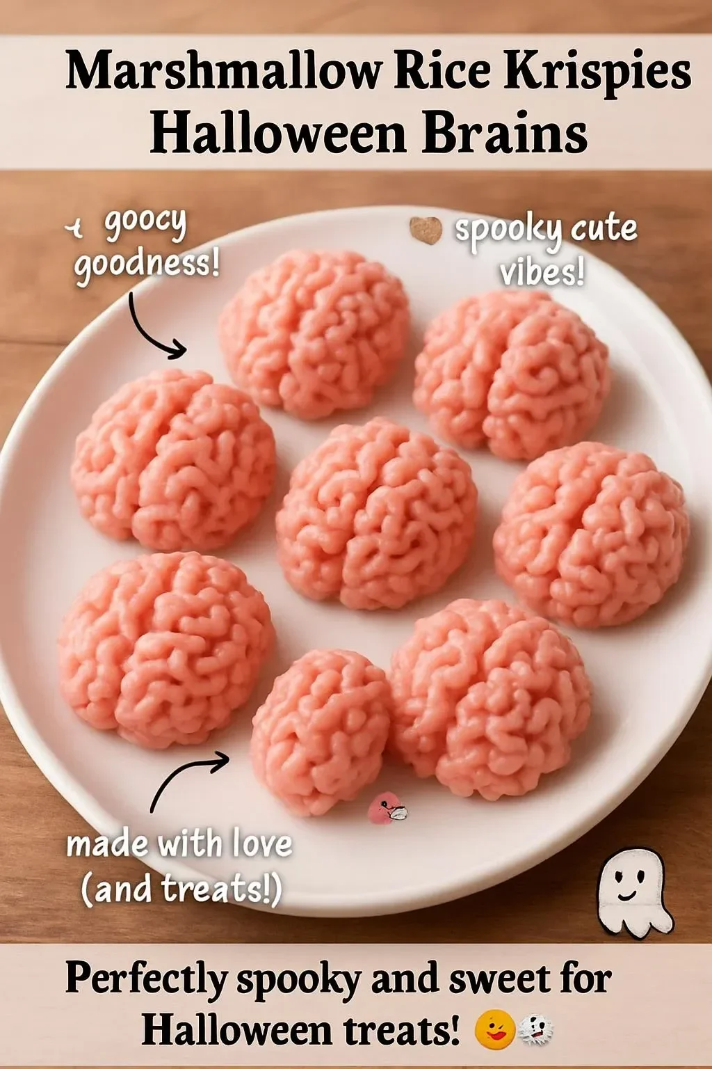Marshmallow Rice Krispies shaped like Halloween brains for festive treats.