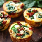 Delicious Mediterranean egg muffin cups filled with veggies and cheese