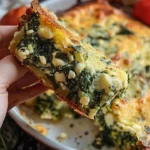 Mediterranean spinach feta bake served in a rustic dish