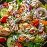 Delicious Mediterranean Tzatziki Chicken Salad with fresh ingredients