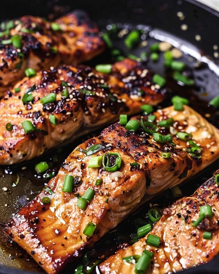 Delicious Miso-Ginger Salmon served with fresh vegetables