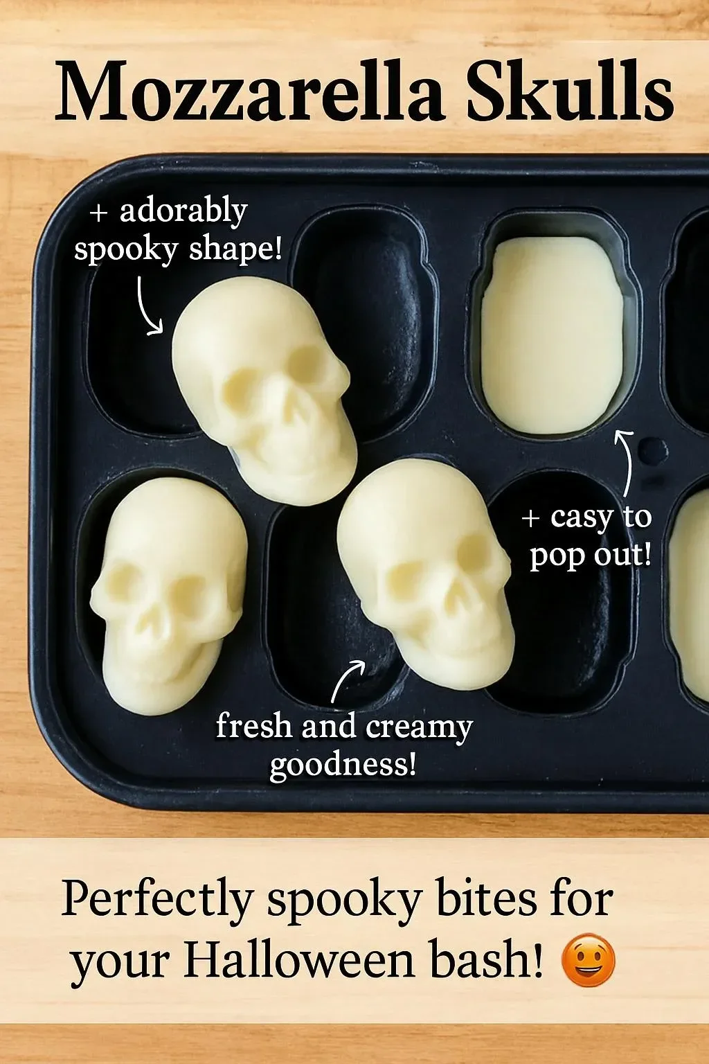Creative mozzarella skulls for Halloween snacks and party platters