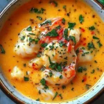 Rich and creamy crab bisque garnished with fresh herbs