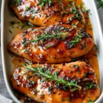 Rosemary Honey Mustard Chicken dish garnished with herbs and spices.