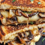 Savory Gouda grilled cheese sandwich with roasted mushrooms and sweet onions