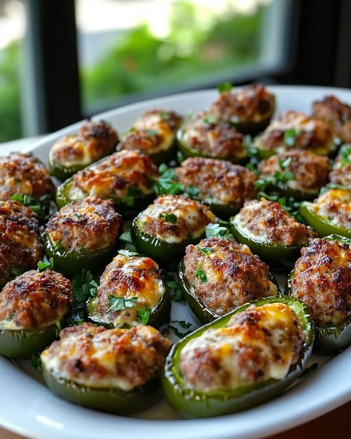 Savory stuffed jalapeño bites ready to serve as a delicious appetizer.