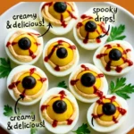 Spooky Halloween appetizers served on a decorated table for a festive party