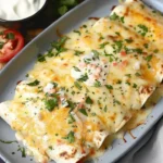 Deliciously prepared seafood enchiladas topped with fresh sauces and garnishes