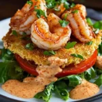 Southern Shrimp & Fried Green Tomato Delight served on a plate