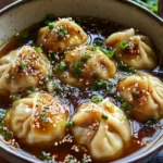 Delicious spiced butternut squash dumplings in ginger broth