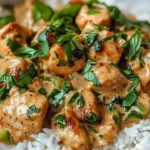 Spiced Coconut Basil Chicken served with fragrant rice