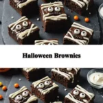 Delicious spooktacular Halloween brownies decorated for the holiday.