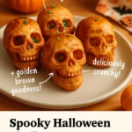 Spooky Halloween Skull Potatoes served on a festive platter
