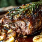 Tender slow-roasted lamb shoulder with rosemary, garlic, and honey glaze
