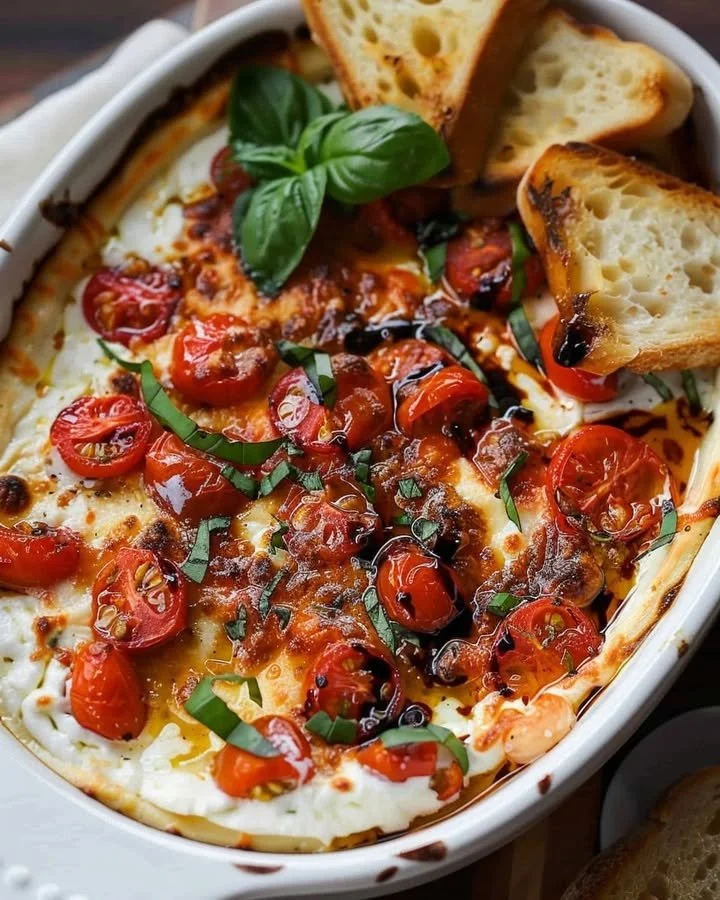 Delicious Three-Cheese Tomato Bruschetta Dip served in a bowl