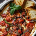Three-Cheese Tomato Bruschetta Dip served with toasted bread