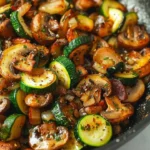Tuscan zucchini and mushroom medley plated with fresh herbs