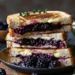 Ultimate Blackberry Balsamic Grilled Cheese sandwich with melted cheese and blackberries