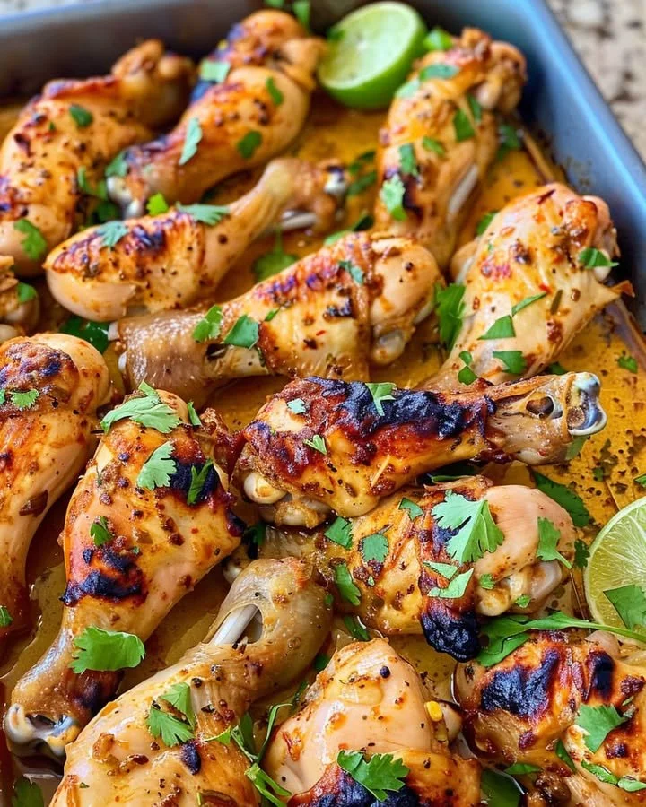 Zesty lime and chili infused chicken dish garnished with fresh herbs