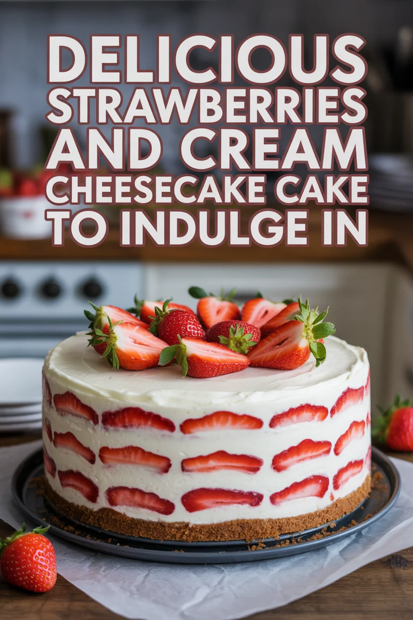 Delicious Strawberries and Cream Cheesecake Cake to Indulge In