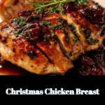Festively cooked Christmas Chicken Breast on a serving platter