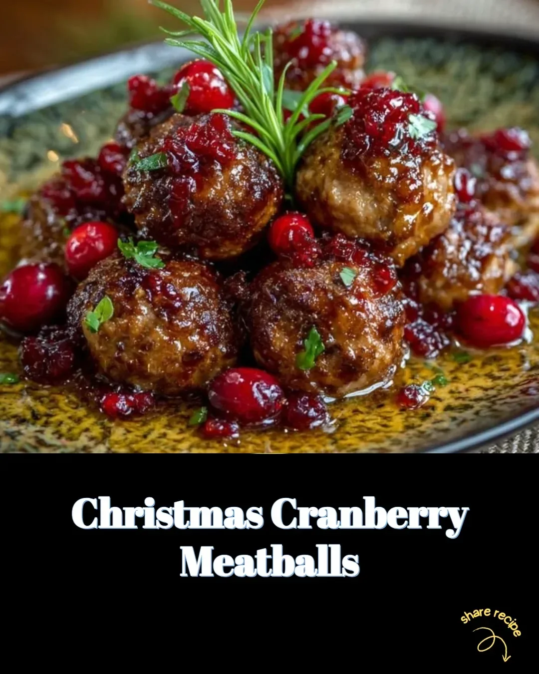 Delicious Christmas cranberry meatballs served on a festive platter