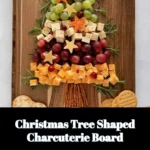 Christmas Tree Shaped Charcuterie Board with various cheeses and meats
