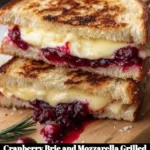 Cranberry Brie Sandwich with melted mozzarella and toasted bread