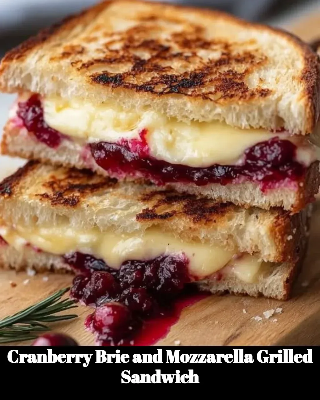 Cranberry Brie Sandwich with melted mozzarella and toasted bread