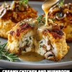 Creamy chicken mushroom pillows with delicious savory gravy