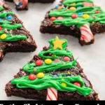 Festive Christmas Tree Brownies decorated for the holiday season
