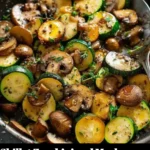 Skillet Zucchini and Mushrooms sautéed to perfection in a frying pan