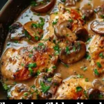Delicious slow cooker chicken marsala served with mushrooms and wine sauce