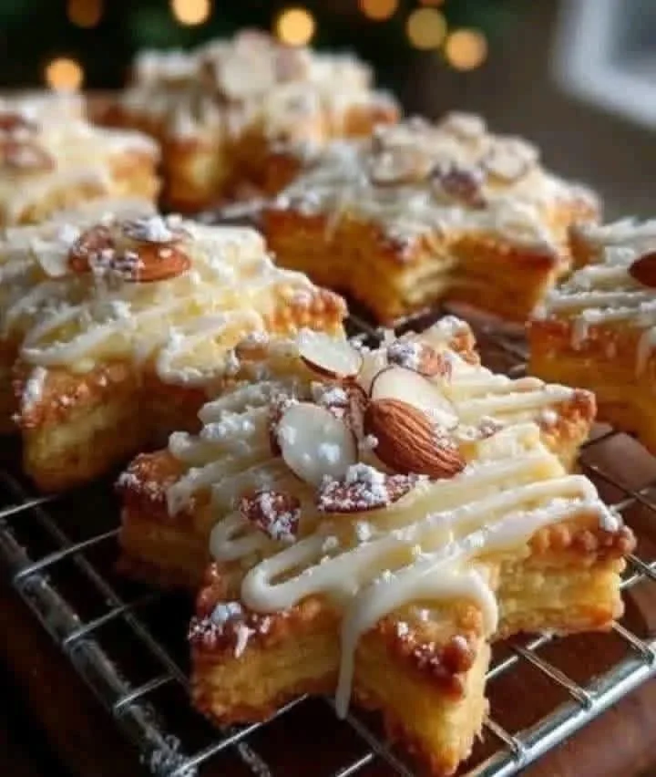 Delicious Almond Star Cookies arranged on a festive plate