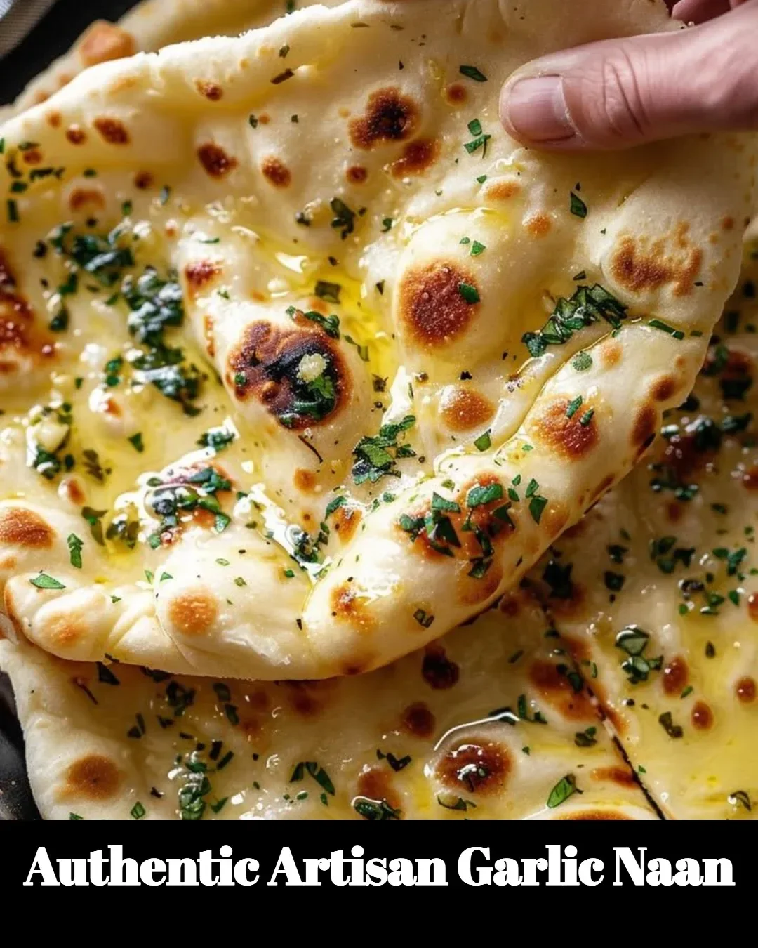 Authentic artisan garlic naan fresh out of the oven, ready to enjoy.