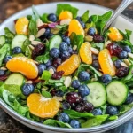 Delicious blueberry salad with homemade blueberry balsamic dressing